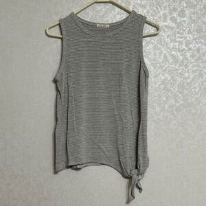 Olivia Rae Gray White‎ Striped Sleeveless Tie Side Tank Top Casual L